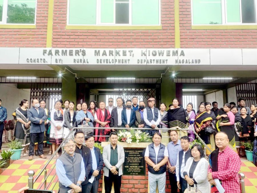 Minister Metsubo Jamir and others during the inauguration of Farmers’ Market, Kigwema on May 26.